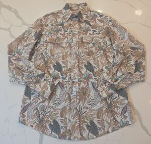 Western Aloha Floral Rodeo Rockabilly Pearl Snap Long Sleeve Shirt Medium Mens